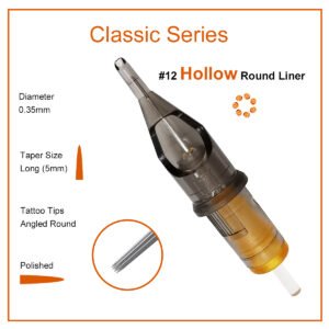 Needlehouse Classic Series Tattoo Needles Cartridges #12 0.35mm Hollow Round Liner 20pcs